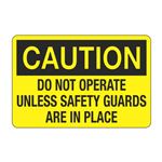 Caution Do Not Operate Unless Safety Guards In Place Decal